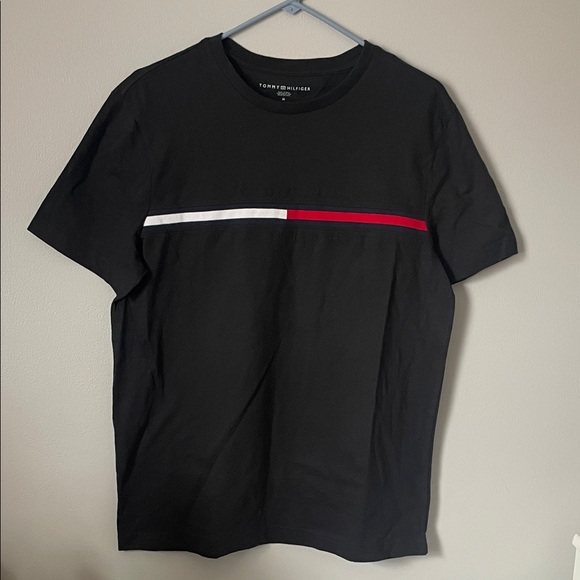 Tommy Hilfiger Other - Tommy Hilfiger Black Short Sleeve Tee with White and Red Chest Bands